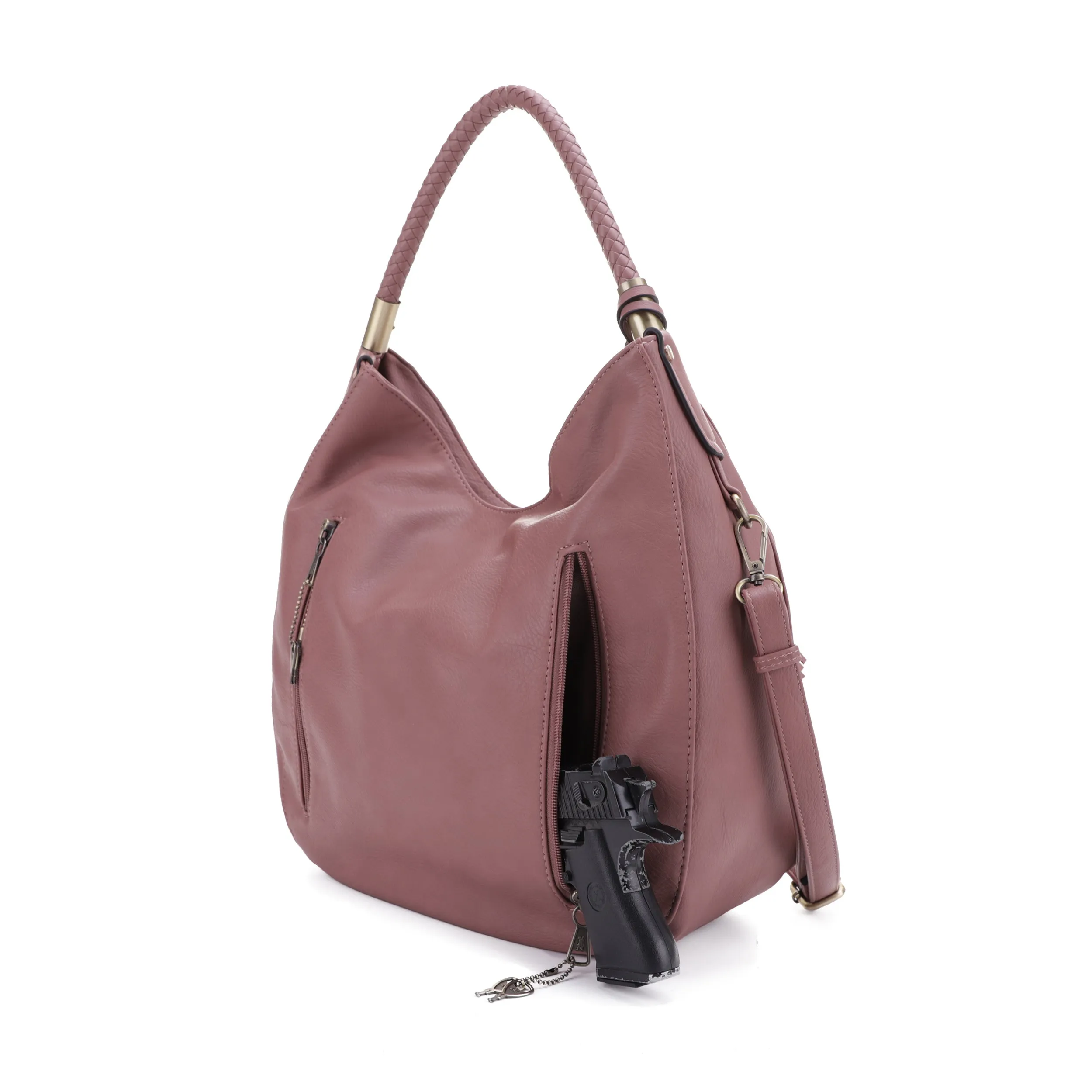 Sienna Concealed Carry Lock and Key Tassel Hobo Shoulder Bag