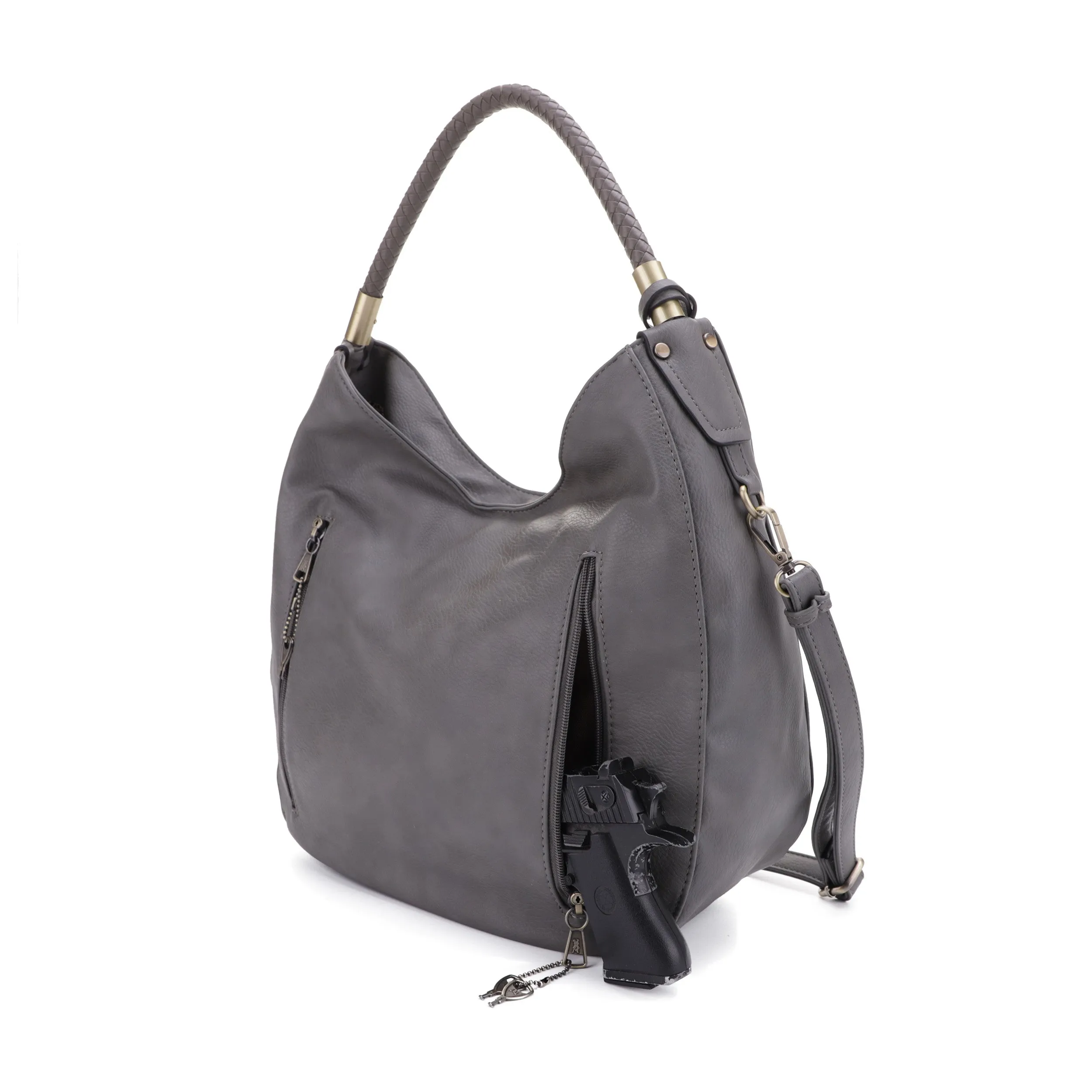 Sienna Concealed Carry Lock and Key Tassel Hobo Shoulder Bag