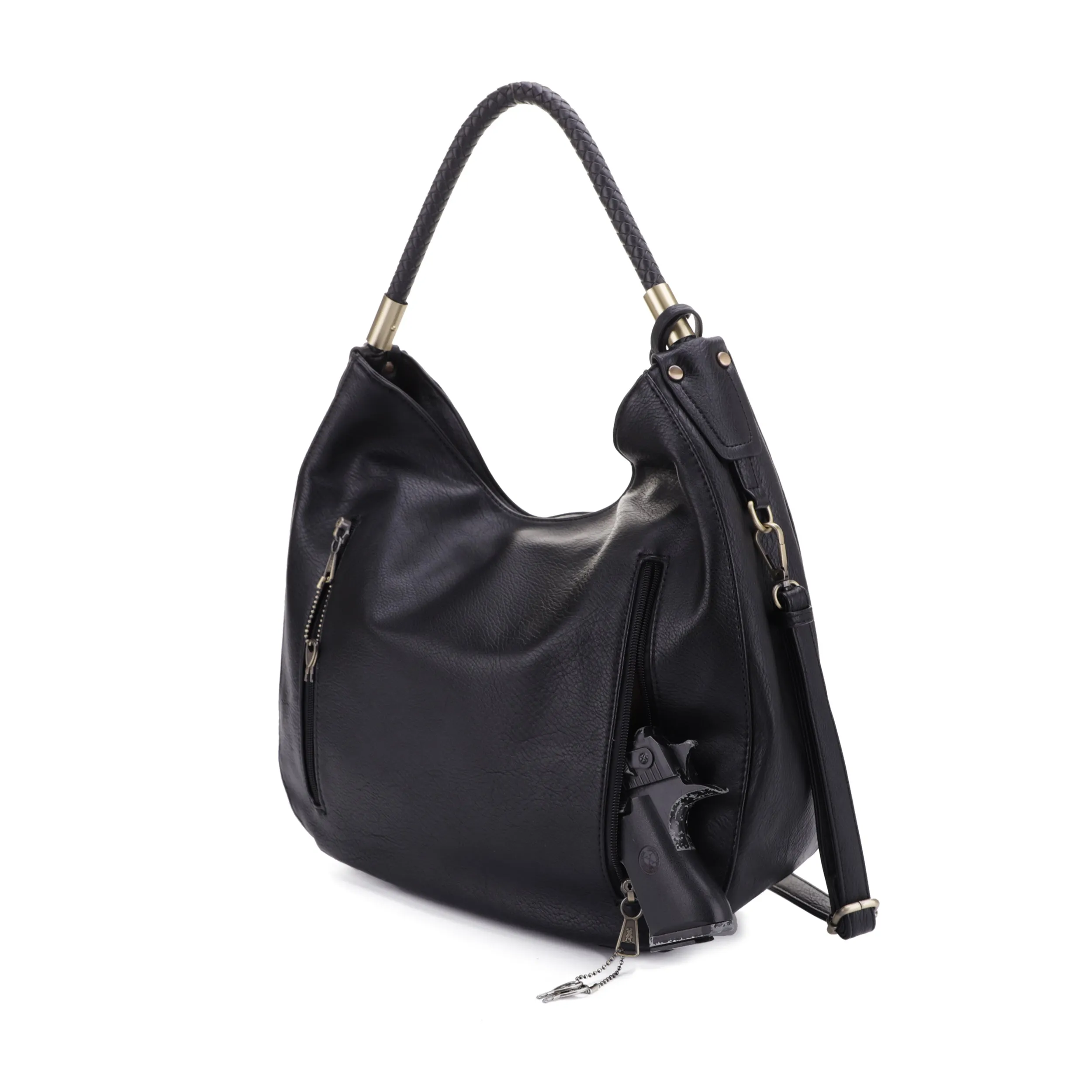 Sienna Concealed Carry Lock and Key Tassel Hobo Shoulder Bag