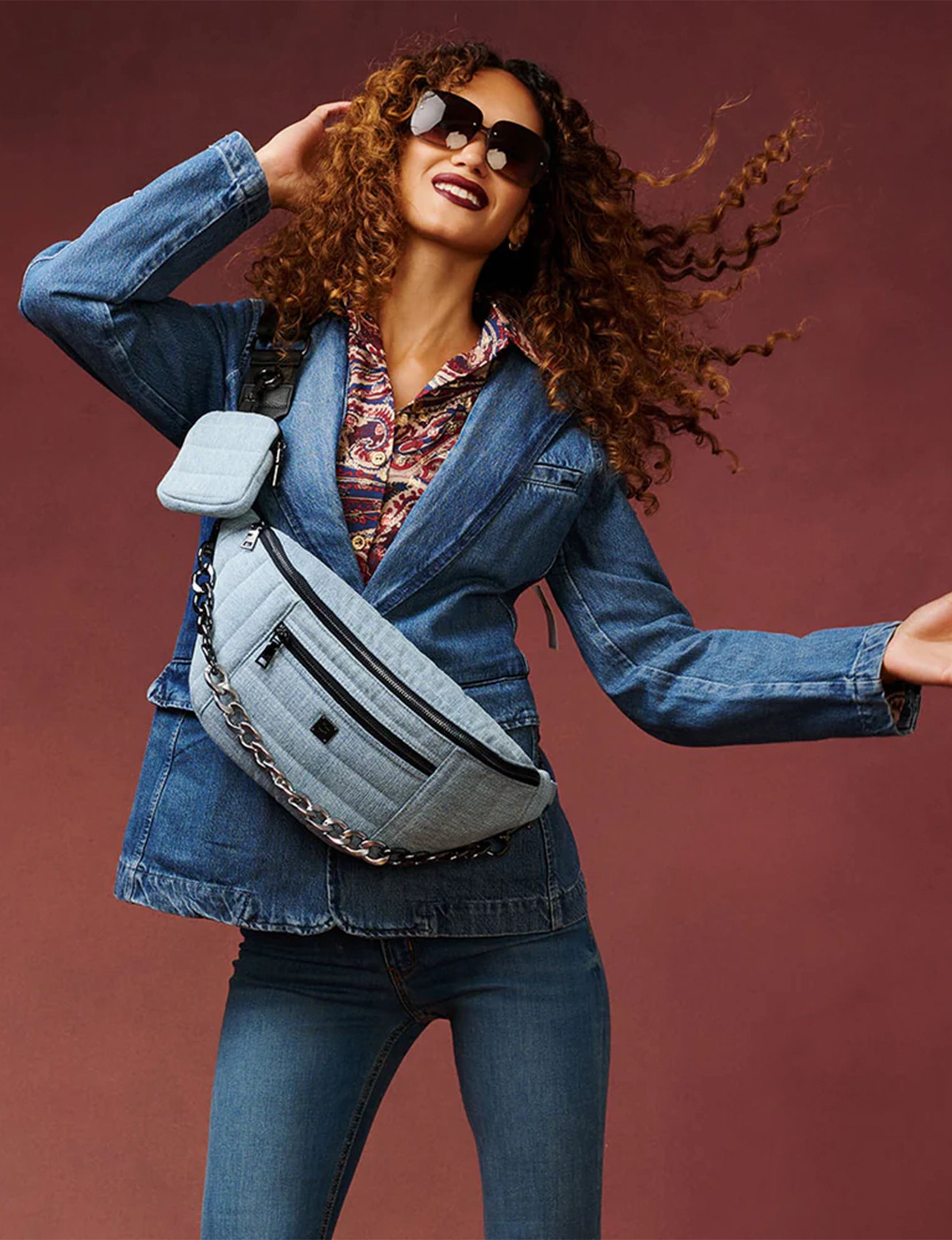 Sister Sling Bag, Light Washed Denim