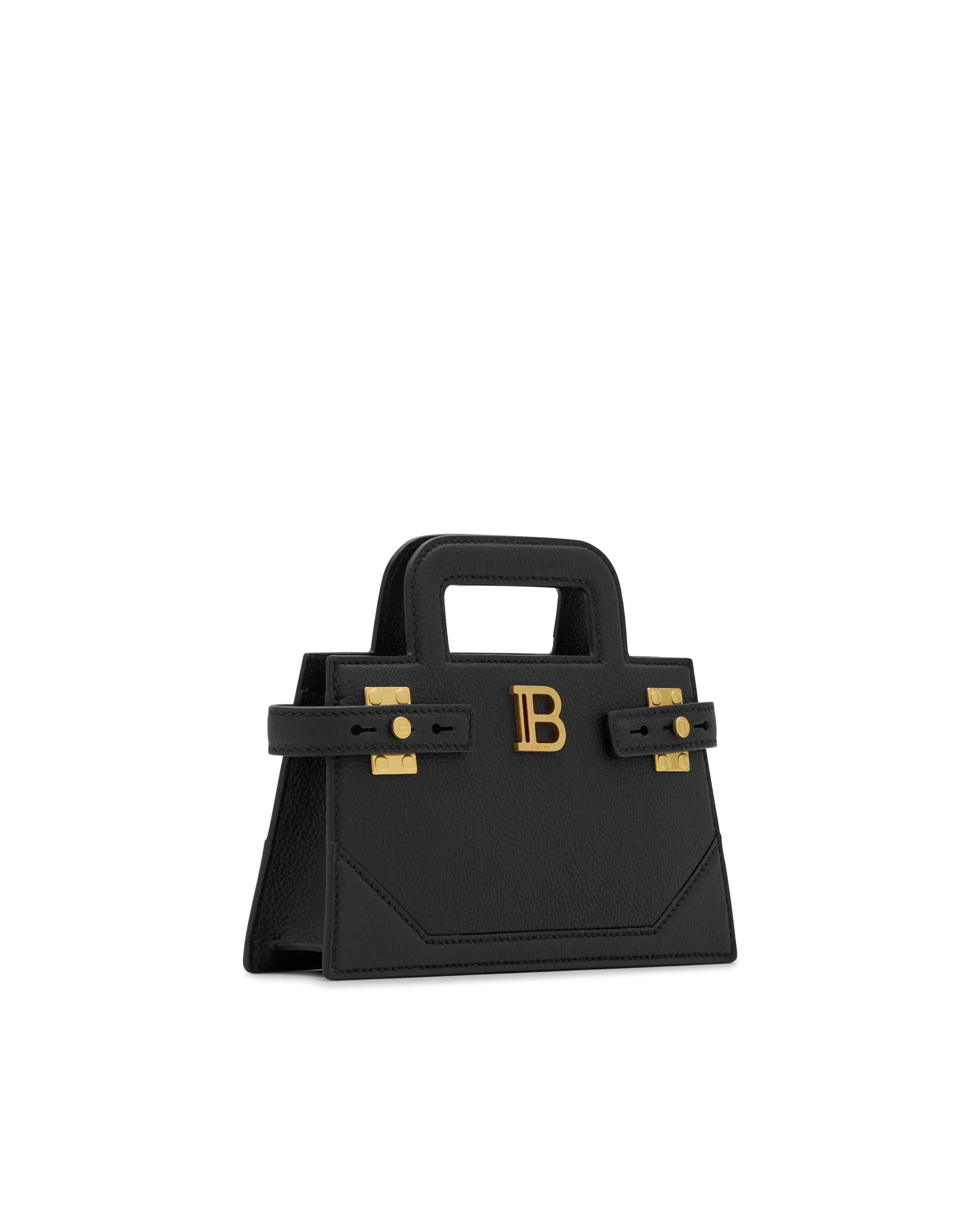 Small B-Buzz Grained Leather Top Handle Bag