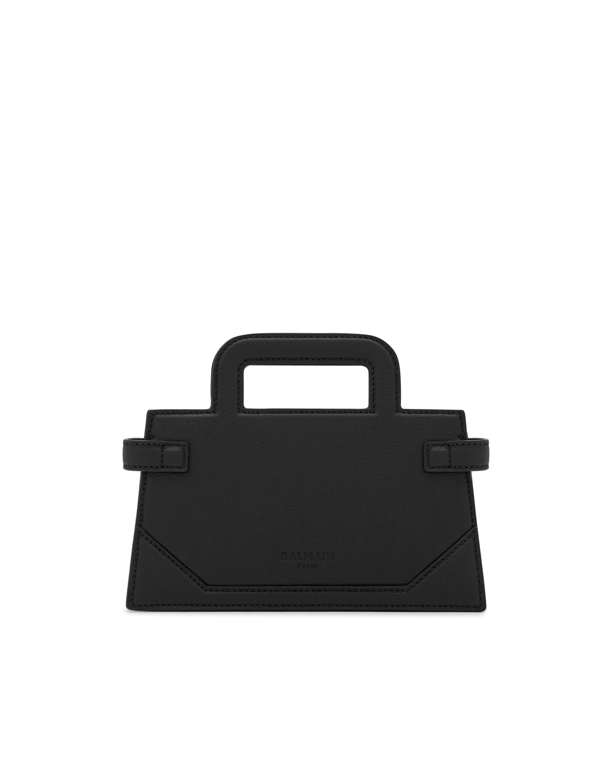 Small B-Buzz Grained Leather Top Handle Bag