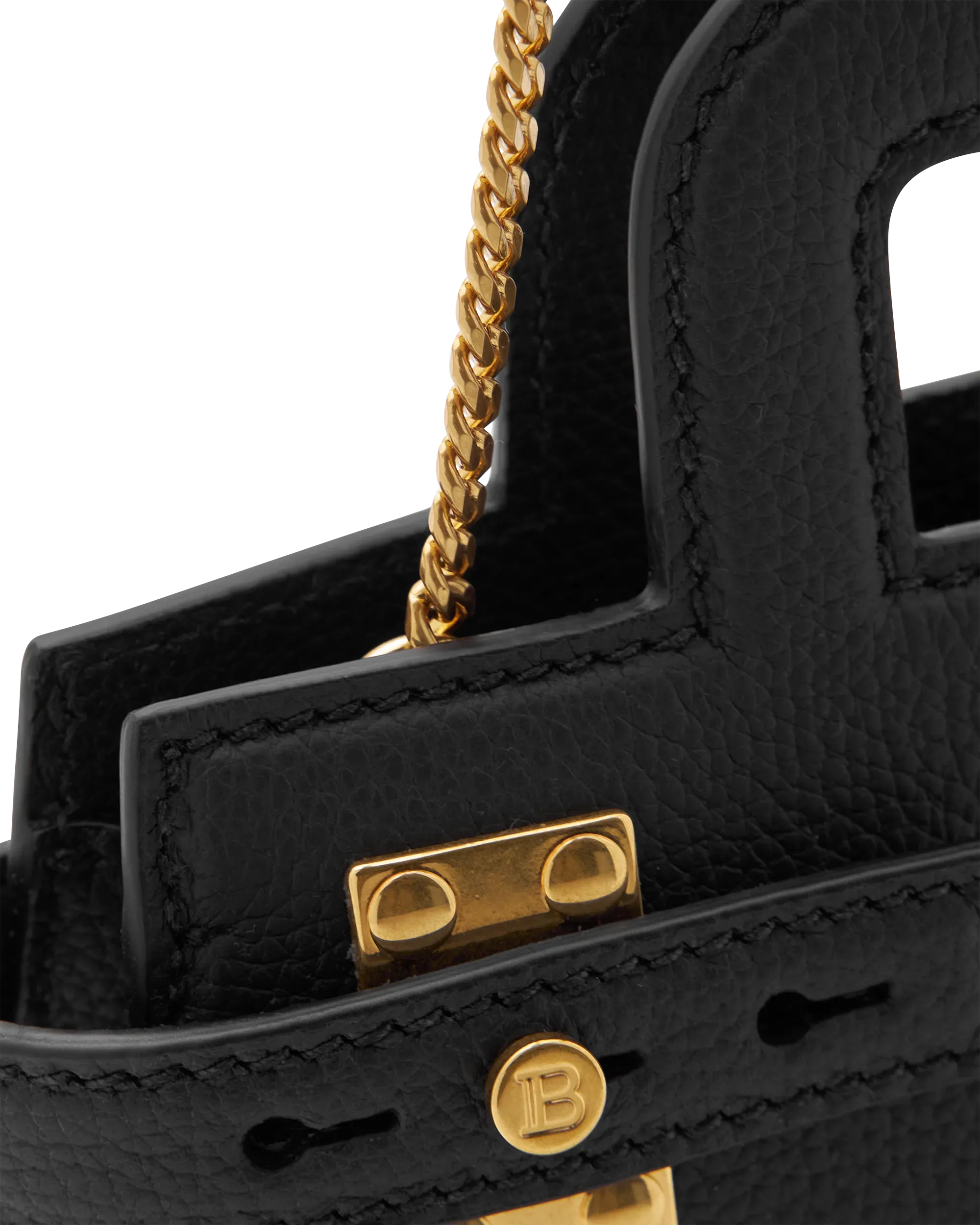 Small B-Buzz Grained Leather Top Handle Bag