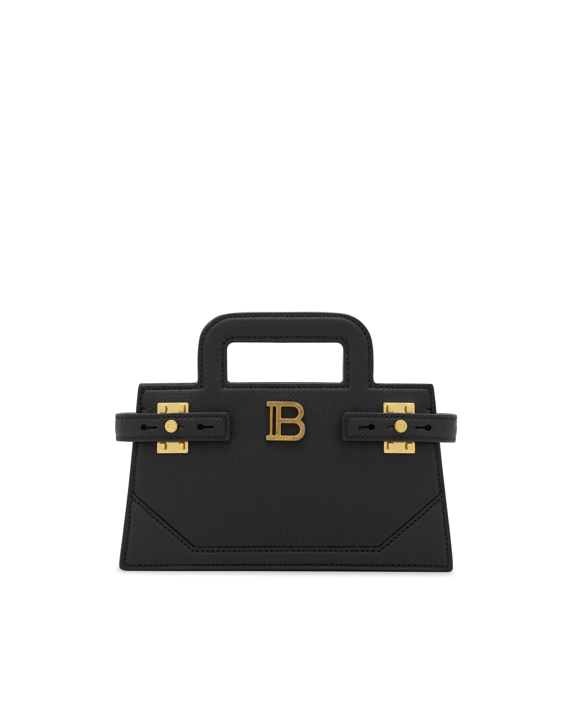 Small B-Buzz Grained Leather Top Handle Bag