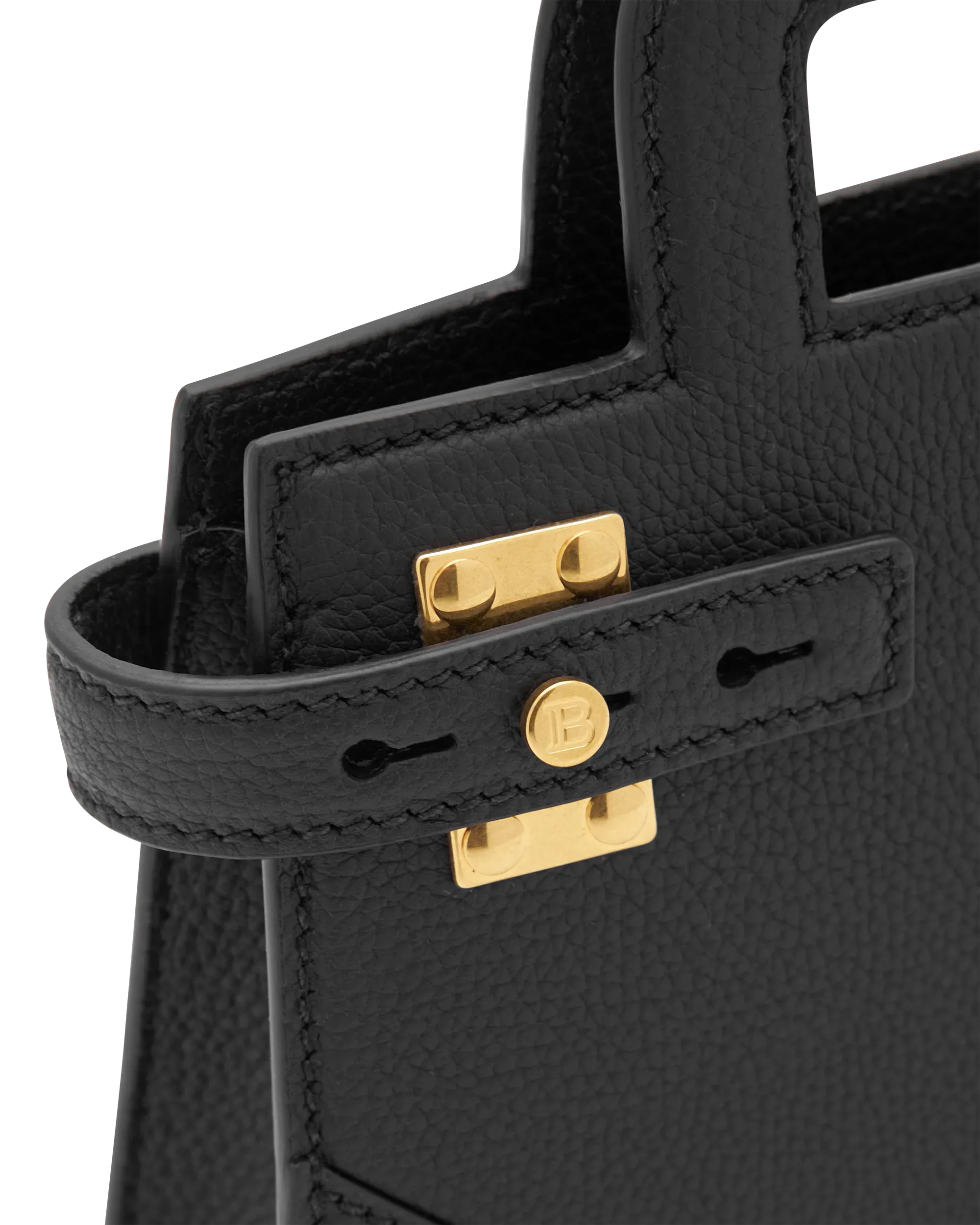 Small B-Buzz Grained Leather Top Handle Bag