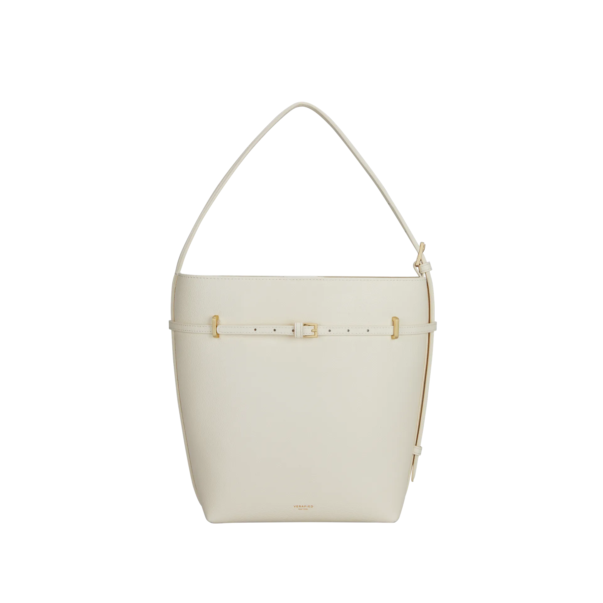 Small Ivory Belted Tote Bag