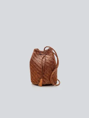 Small PomPom Double Jump Bucket Bag Brown