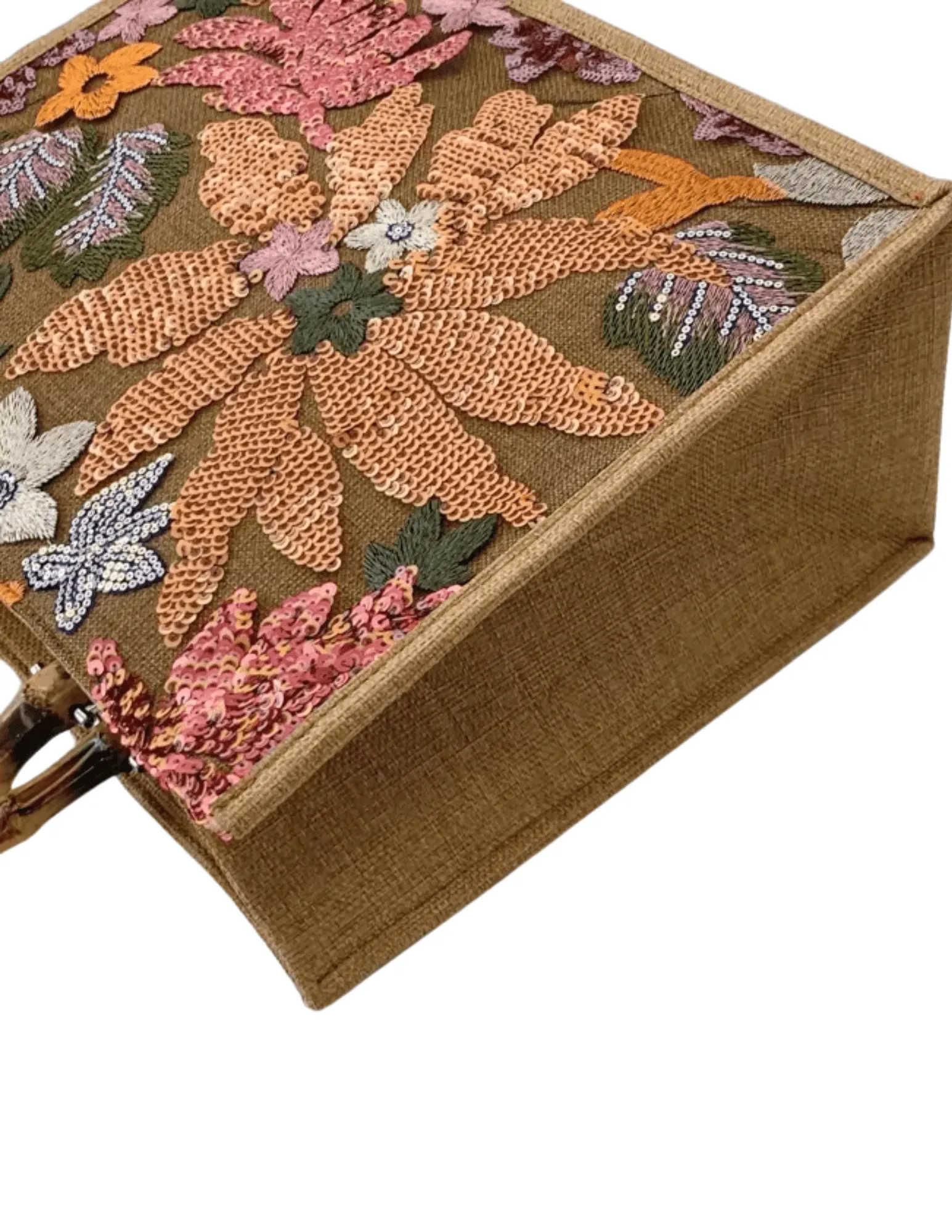St. Barths La Robe Embroidered Bamboo Handle Tote Bag