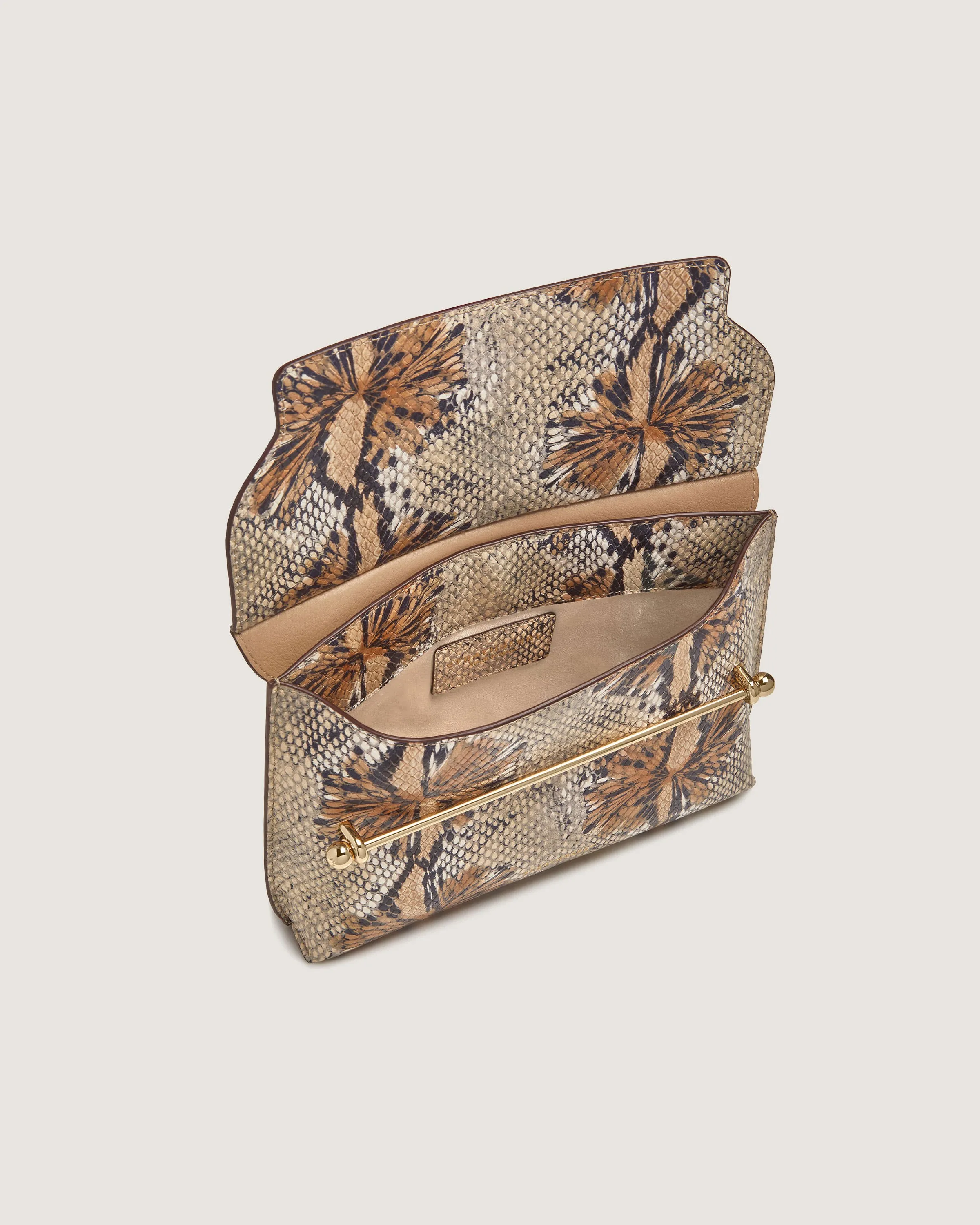 Stylist - Floral Snake-Embossed Leather Chocolate
