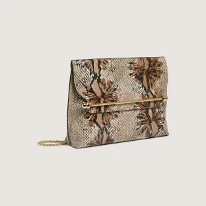 Stylist - Floral Snake-Embossed Leather Chocolate