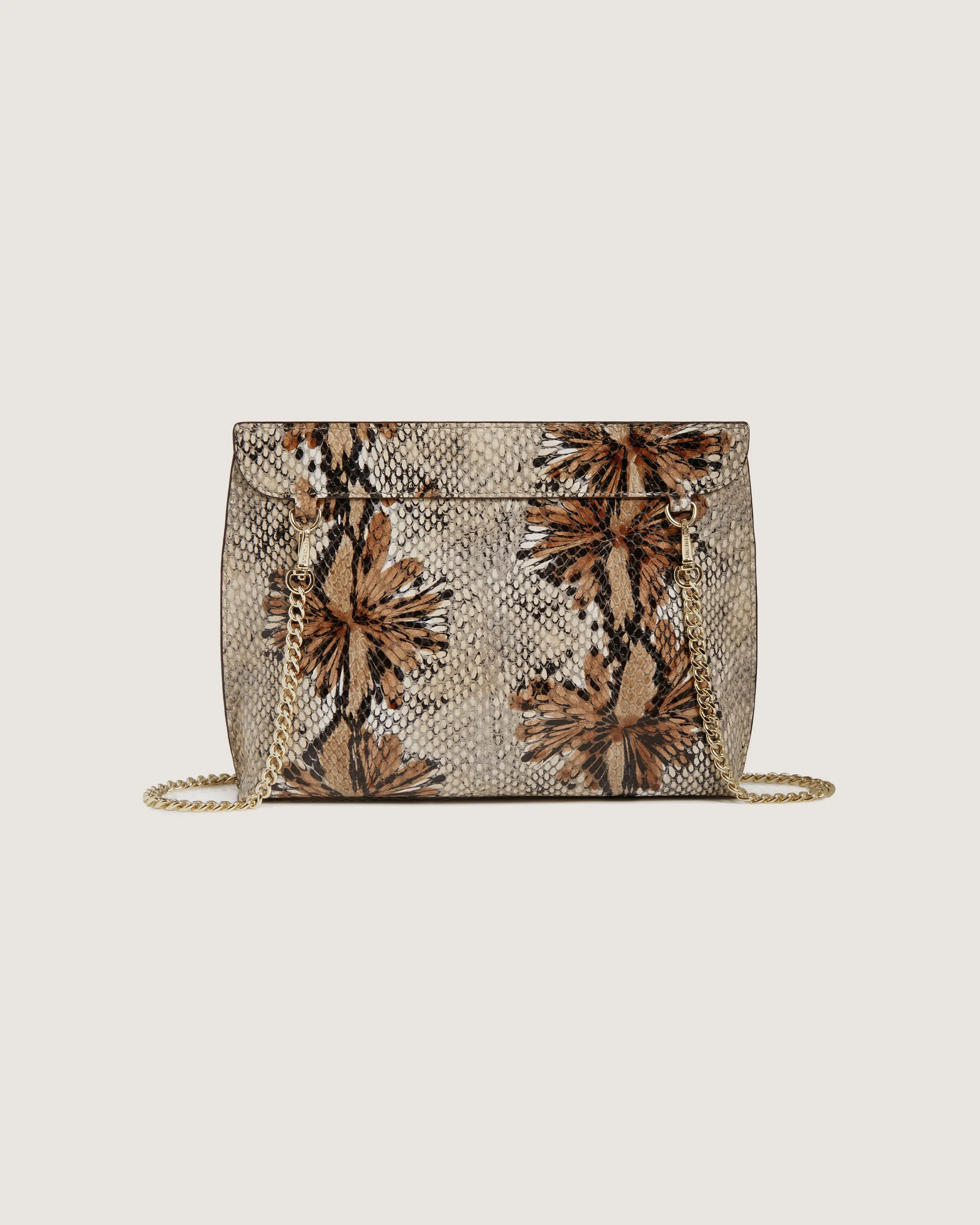Stylist - Floral Snake-Embossed Leather Chocolate