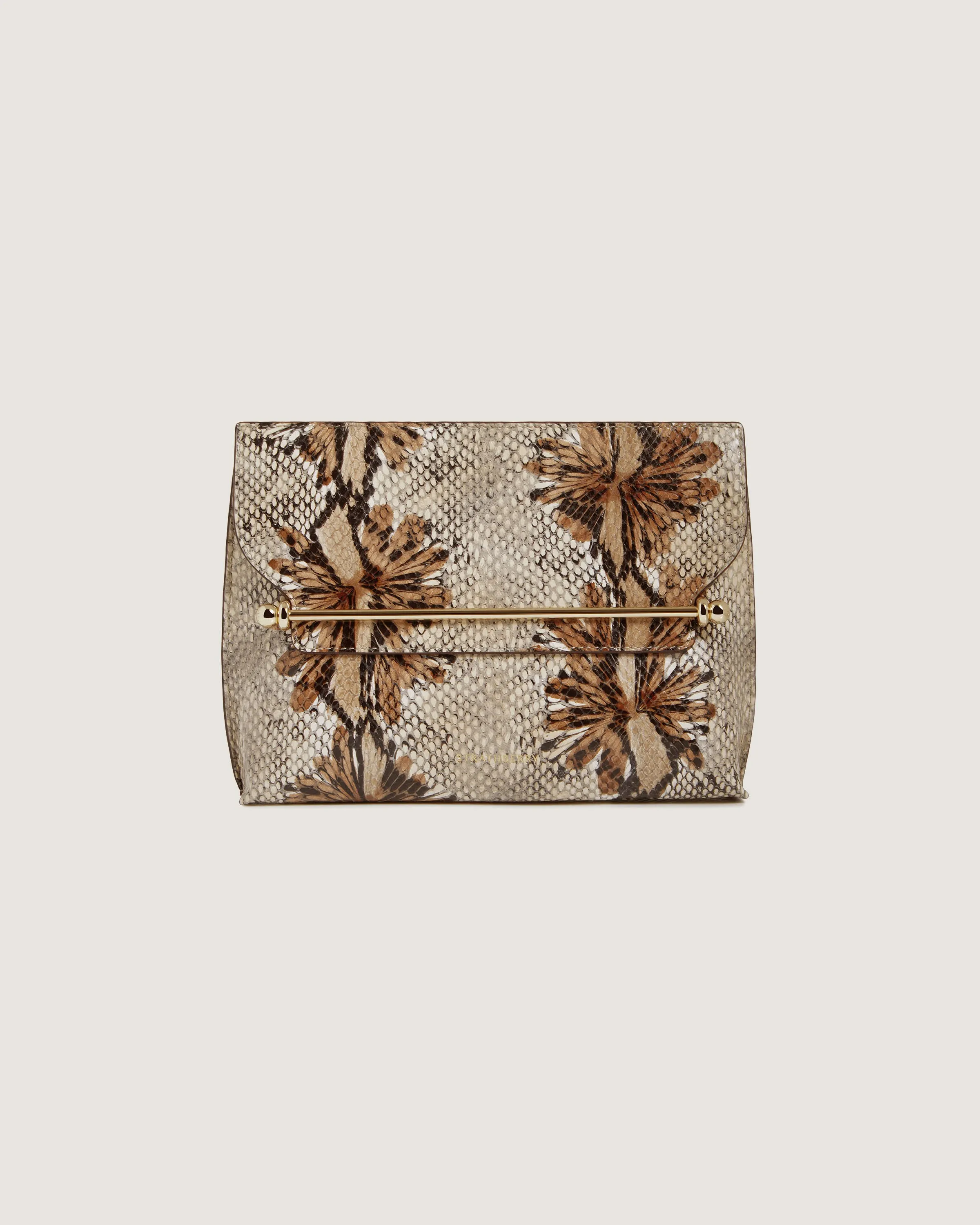 Stylist - Floral Snake-Embossed Leather Chocolate
