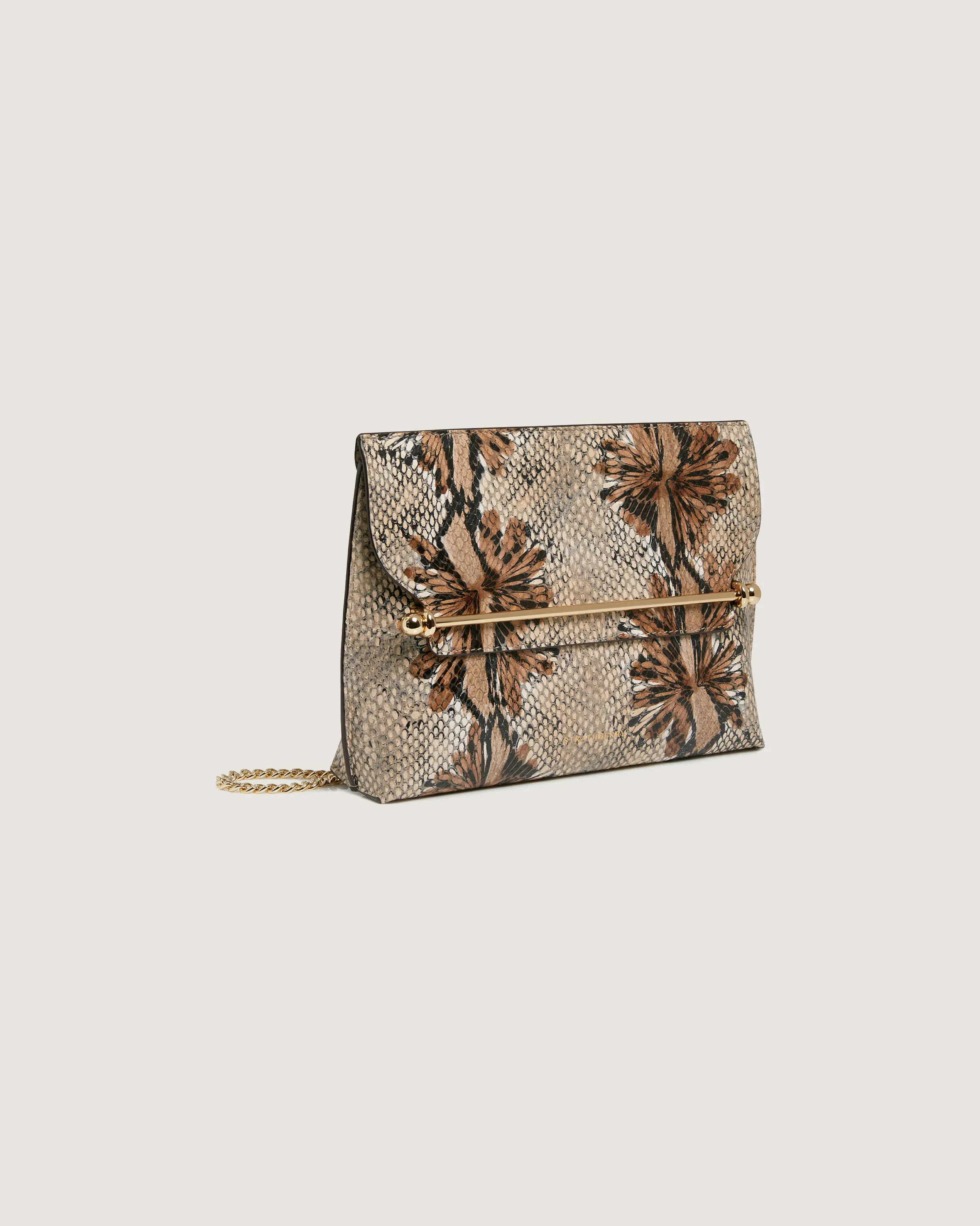 Stylist - Floral Snake-Embossed Leather Chocolate