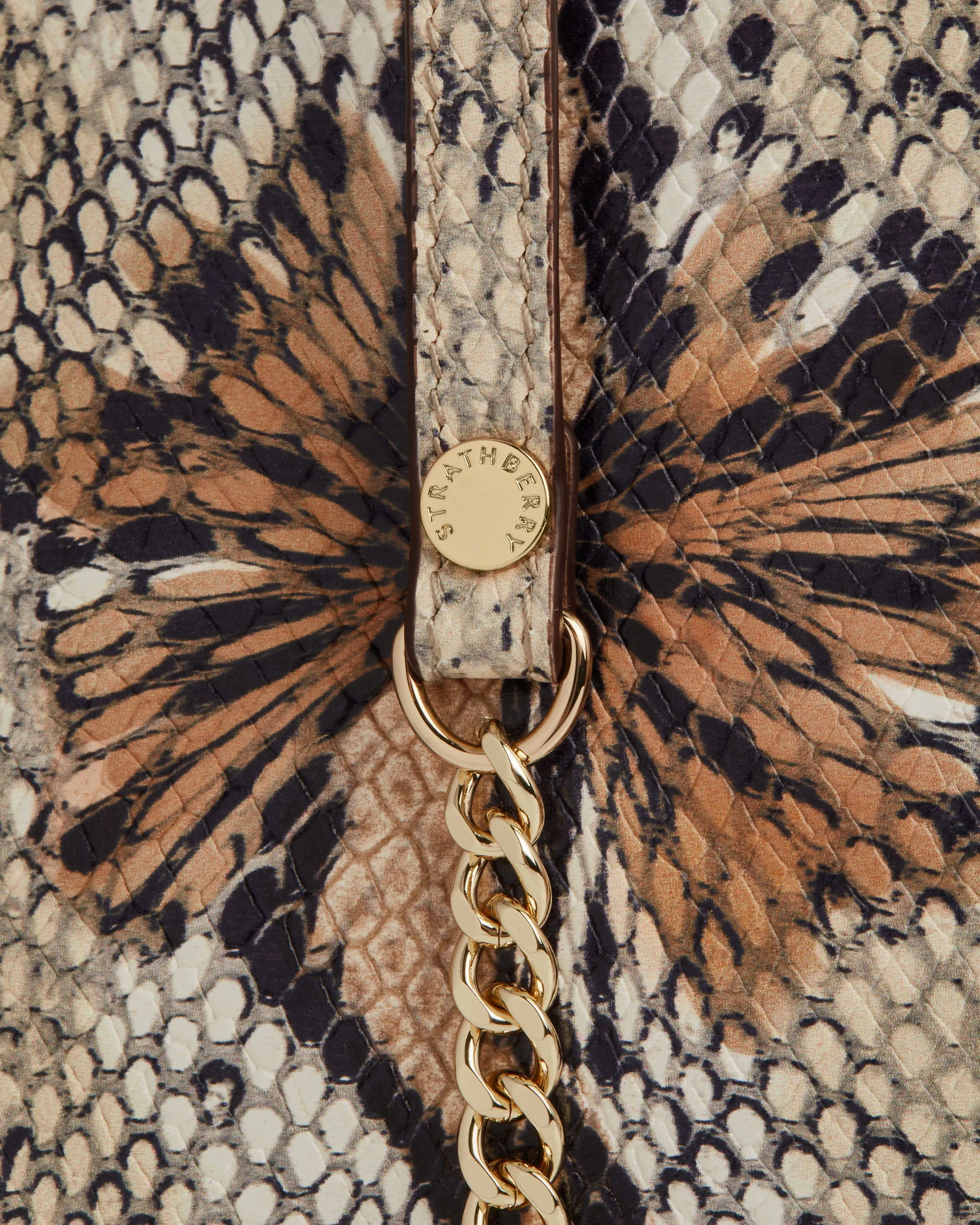 Stylist - Floral Snake-Embossed Leather Chocolate