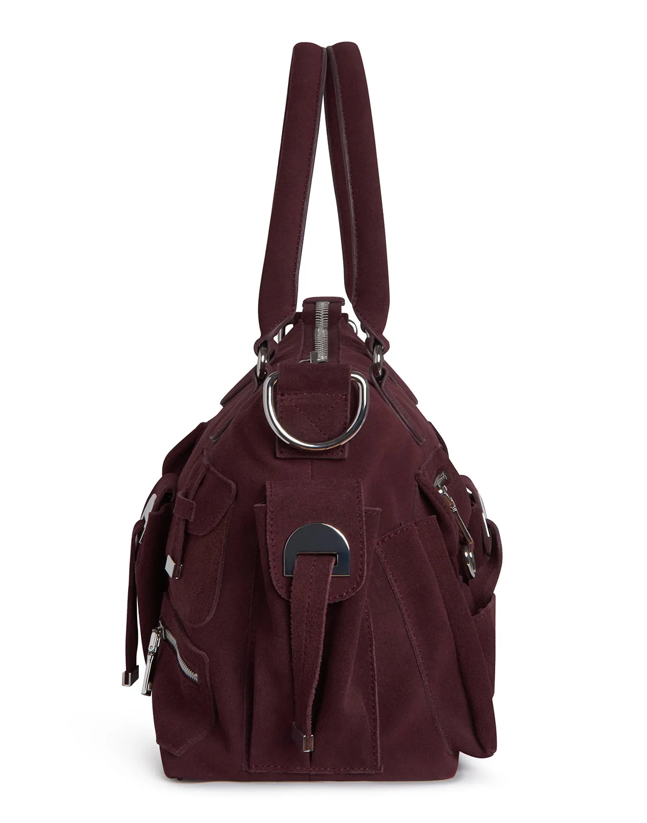 Suede Cargo Pocket Shoulder Bag