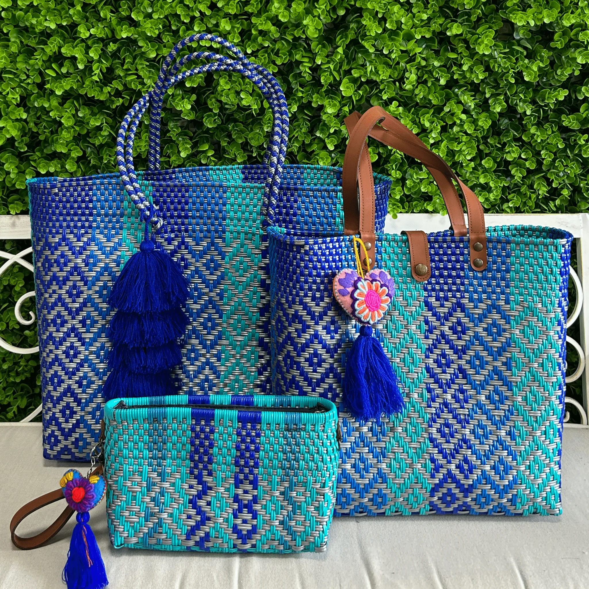 Upcycled Handwoven Crossbody Convertible -  Blue Jay