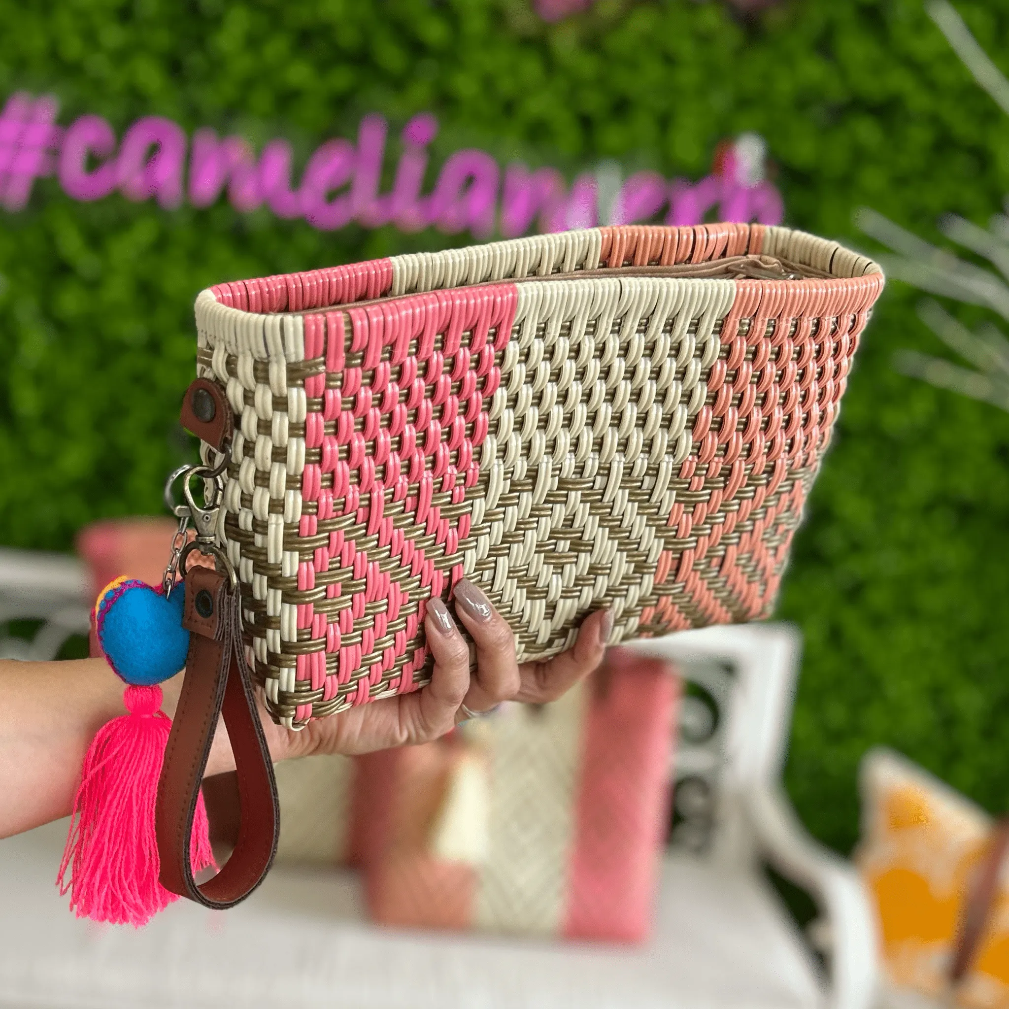 Upcycled Handwoven Crossbody Convertible -  Golden Rose
