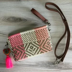 Upcycled Handwoven Crossbody Convertible -  Golden Rose