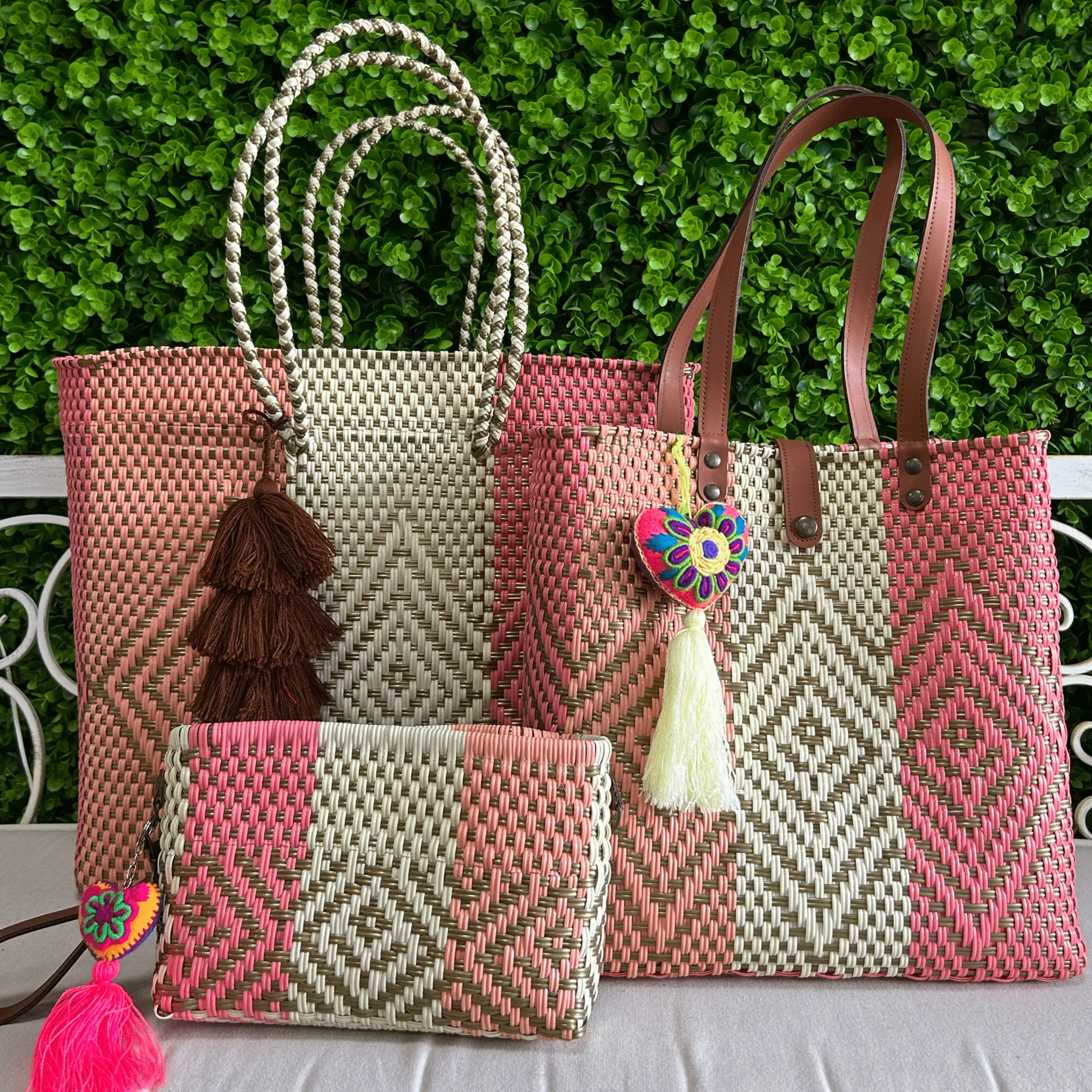 Upcycled Handwoven Crossbody Convertible -  Golden Rose