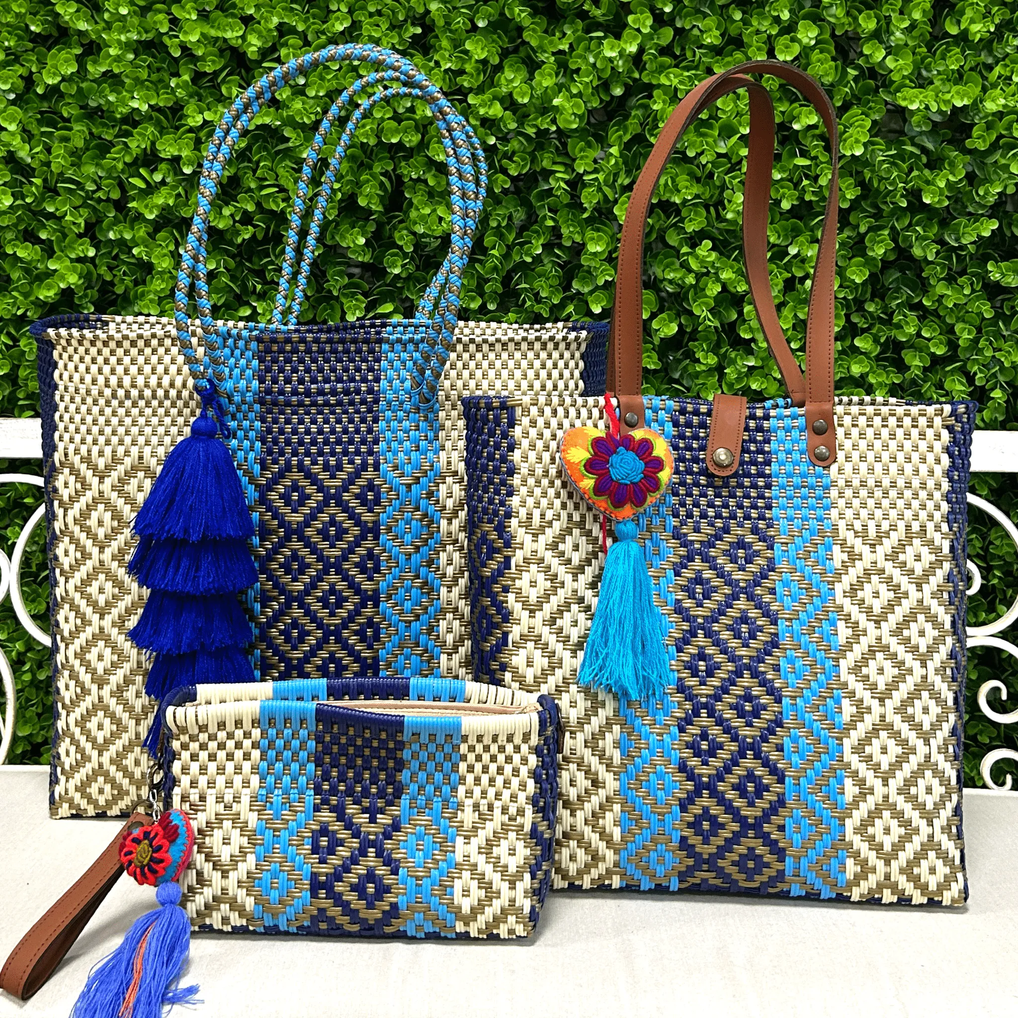 Upcycled Handwoven Crossbody Convertible -  Navy Dreams