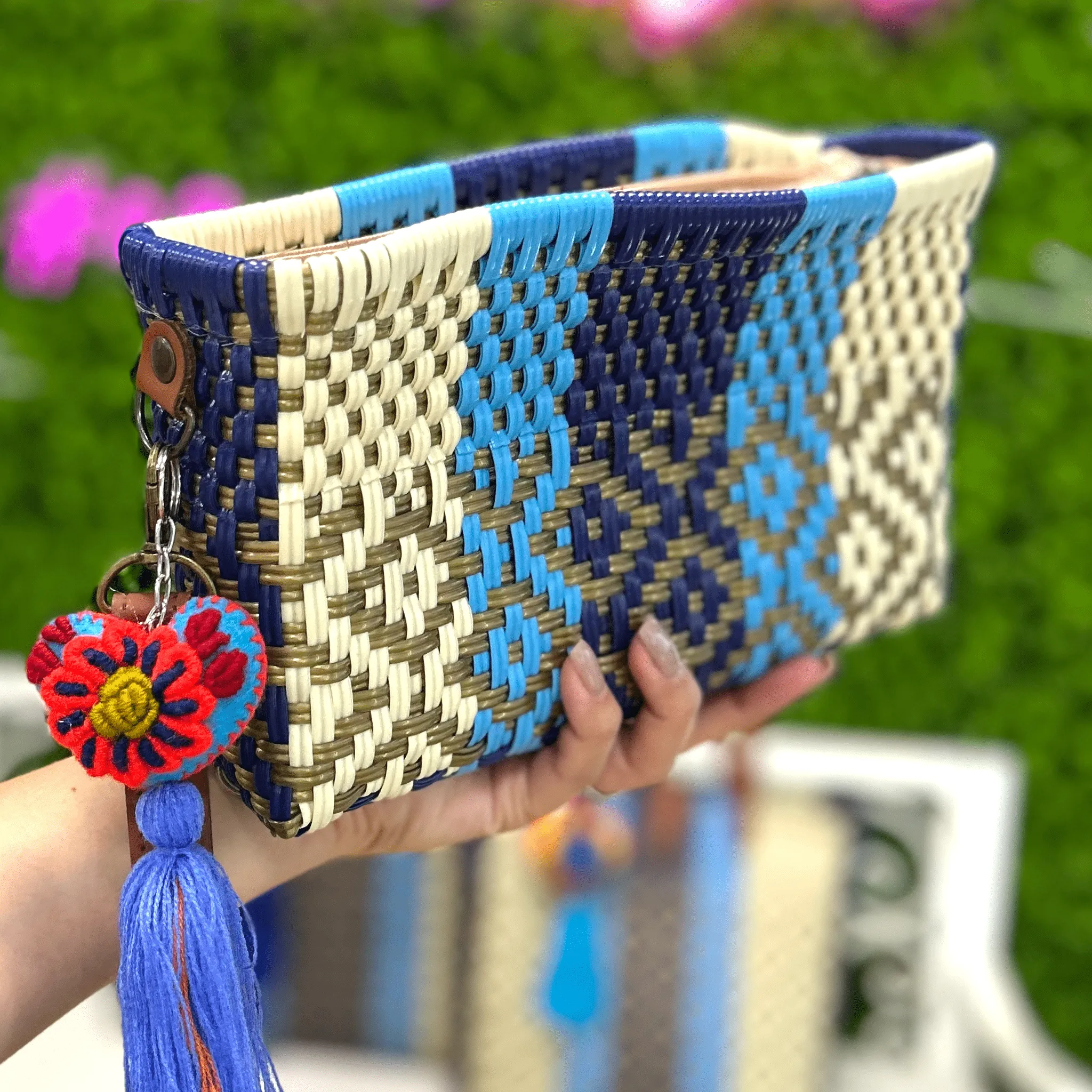 Upcycled Handwoven Crossbody Convertible -  Navy Dreams