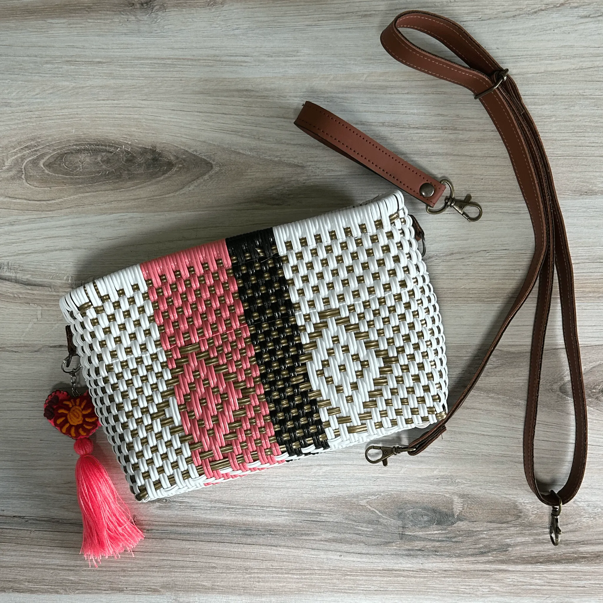 Upcycled Handwoven Crossbody Convertible -  Pinky Promise