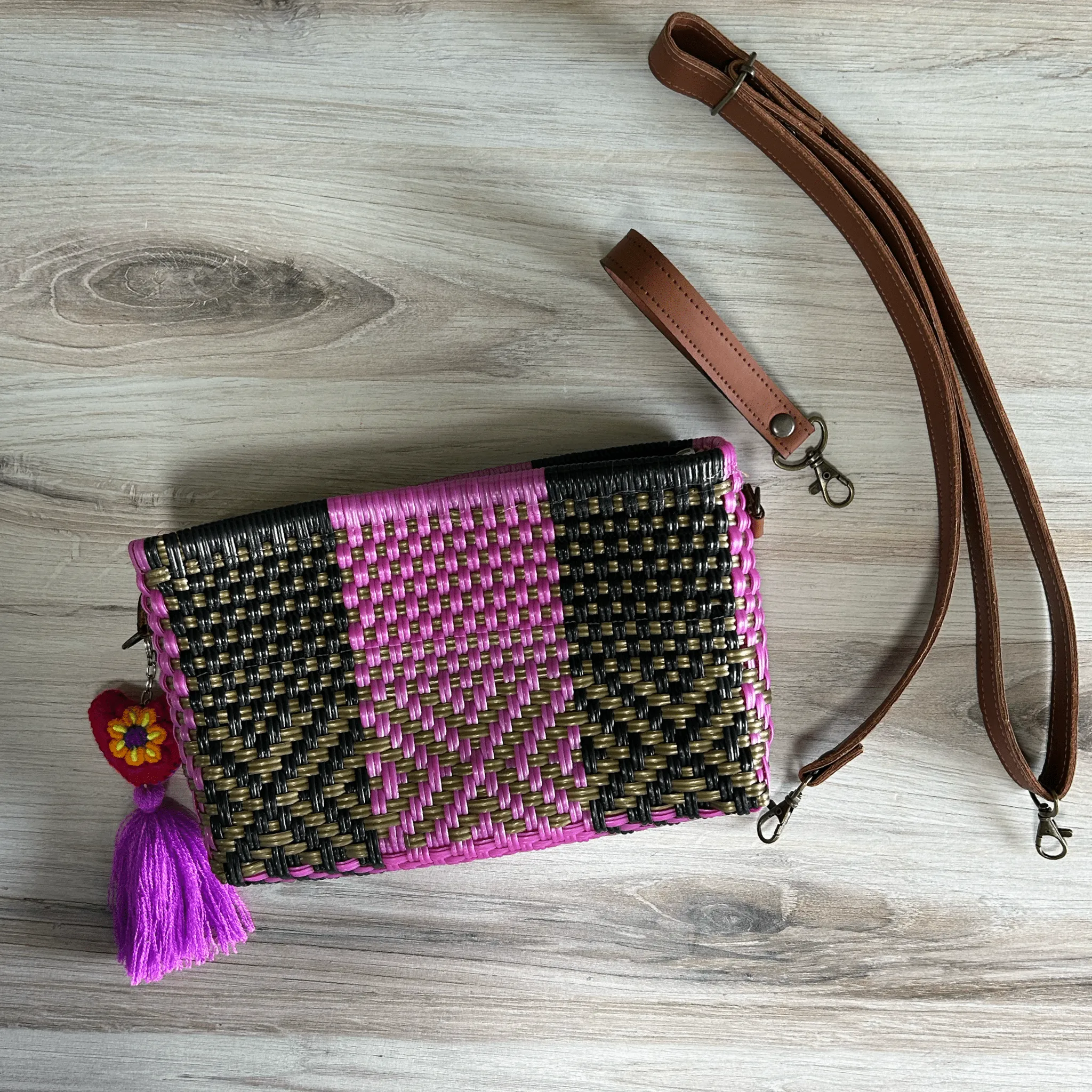 Upcycled Handwoven Crossbody Convertible -  Violeta