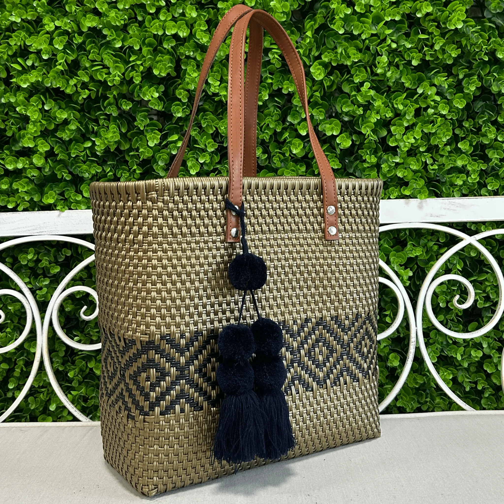 Upcycled Handwoven MD Tejana Tote - Gold