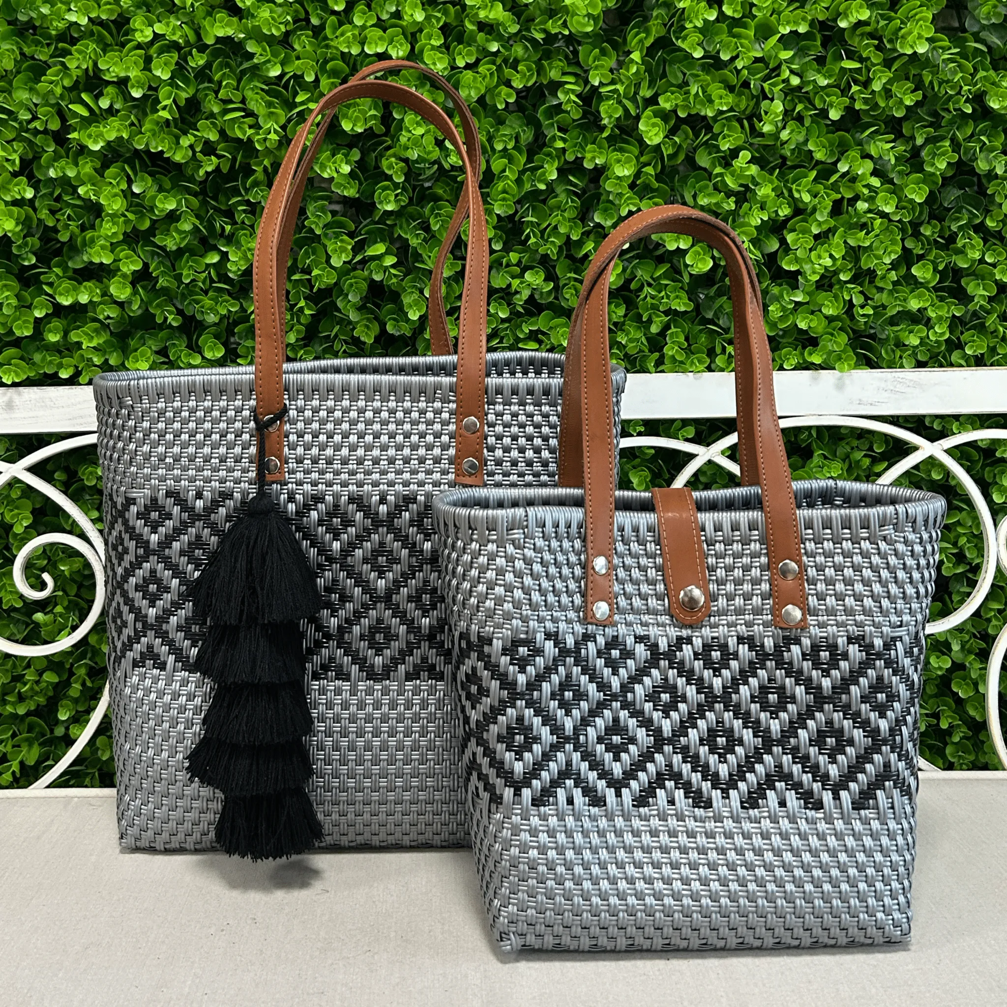 Upcycled Handwoven MD Tejana Tote - Silver