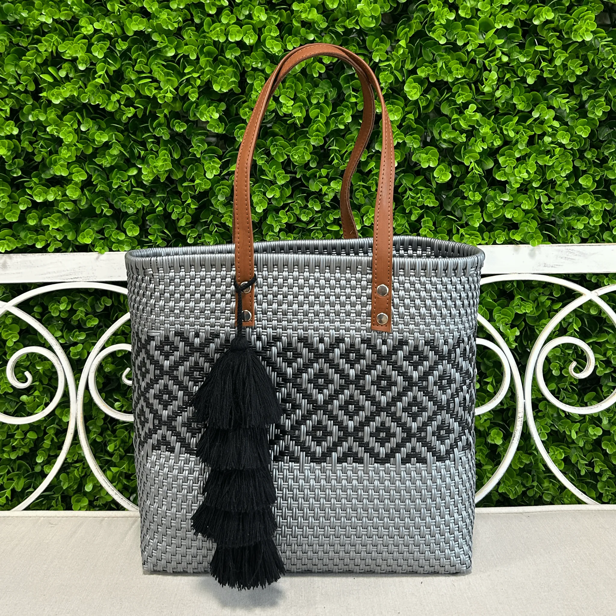 Upcycled Handwoven MD Tejana Tote - Silver
