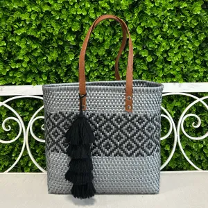 Upcycled Handwoven MD Tejana Tote - Silver