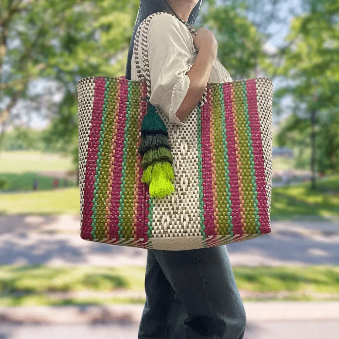 Upcycled Handwoven XL Tote - Violeta