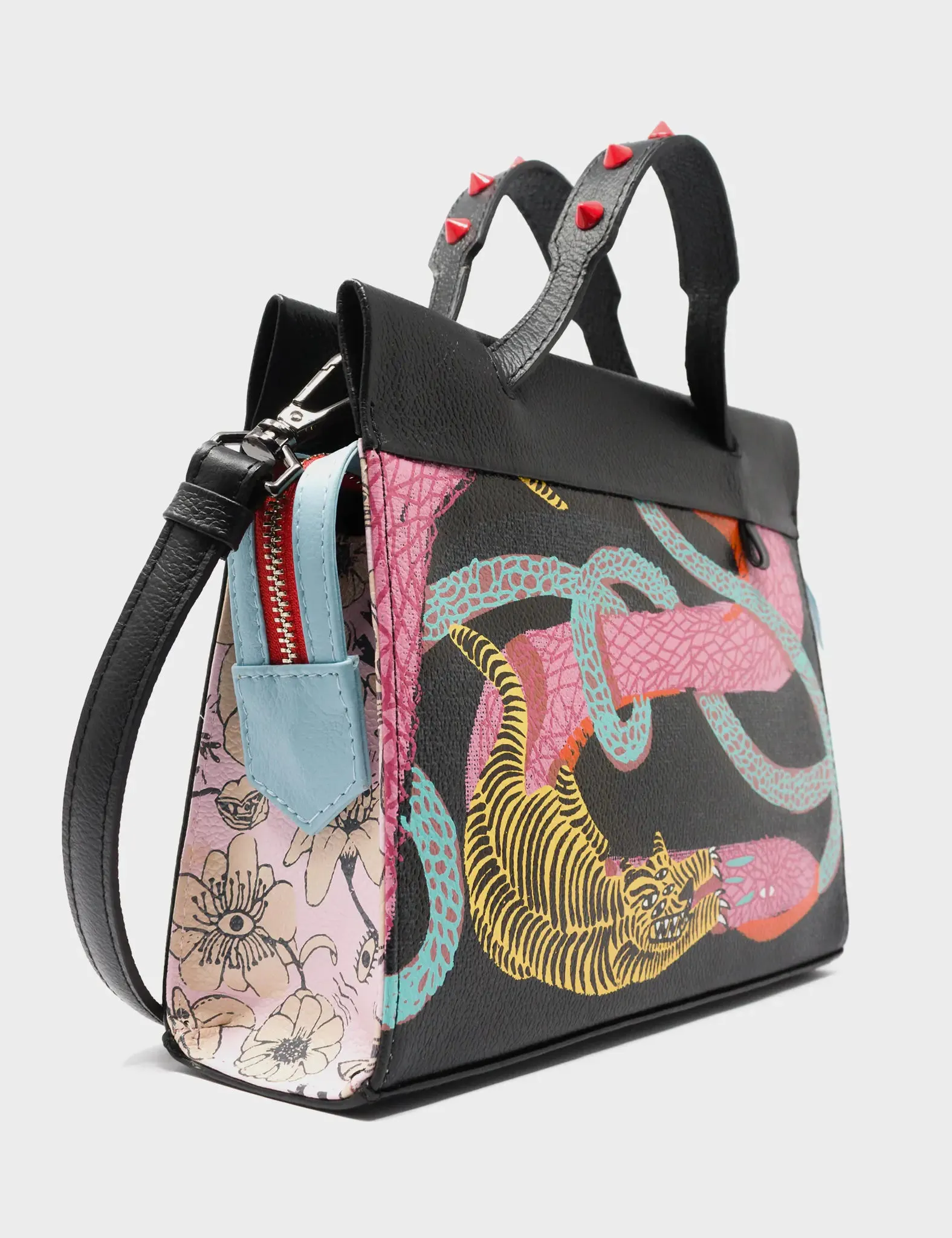 Vali Small Crossbody Black Leather Bag - Tangle Tales Black Design