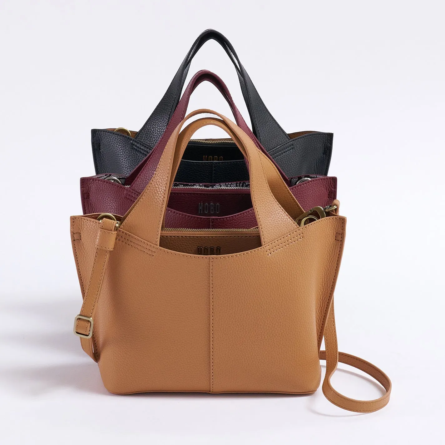 Vida Small Tote in Micro Pebbled Leather - Biscuit