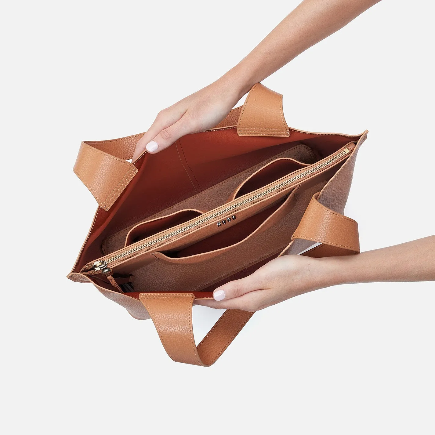 Vida Tote in Micro Pebbled Leather - Biscuit