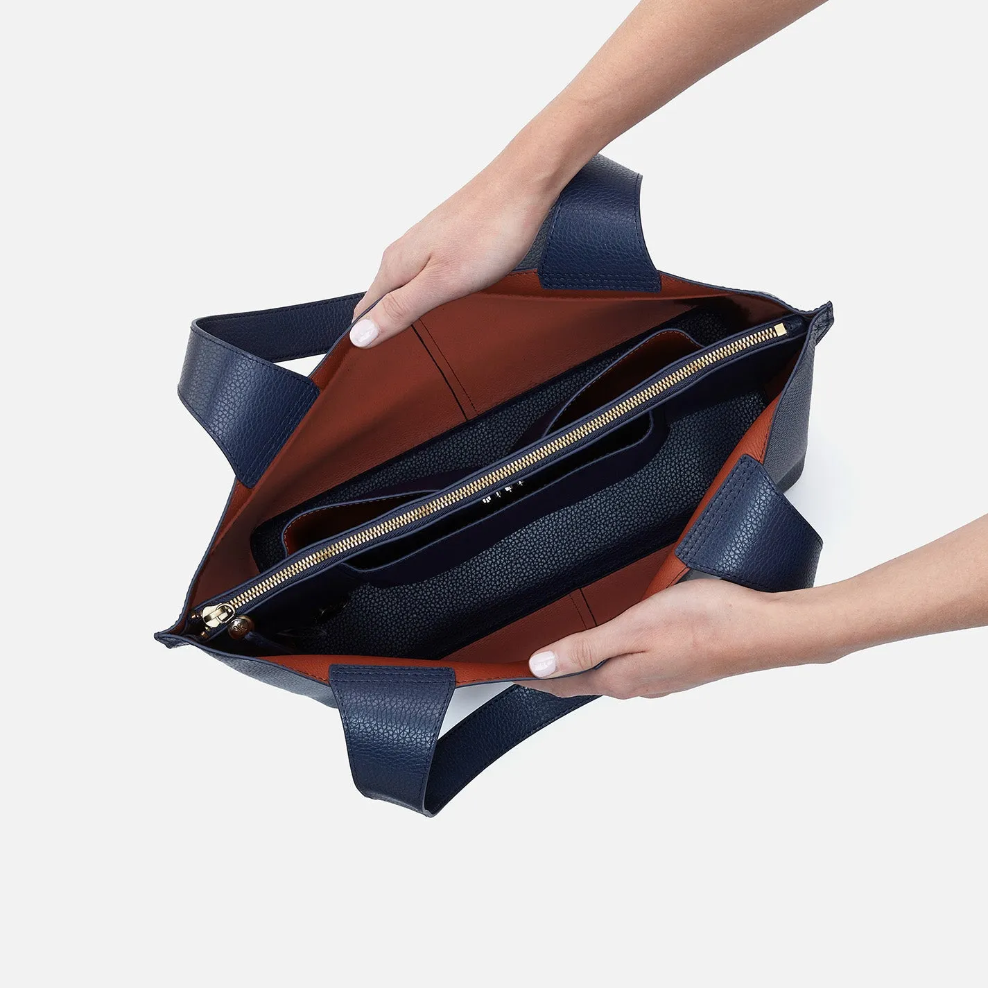 Vida Tote in Micro Pebbled Leather - Mood Indigo