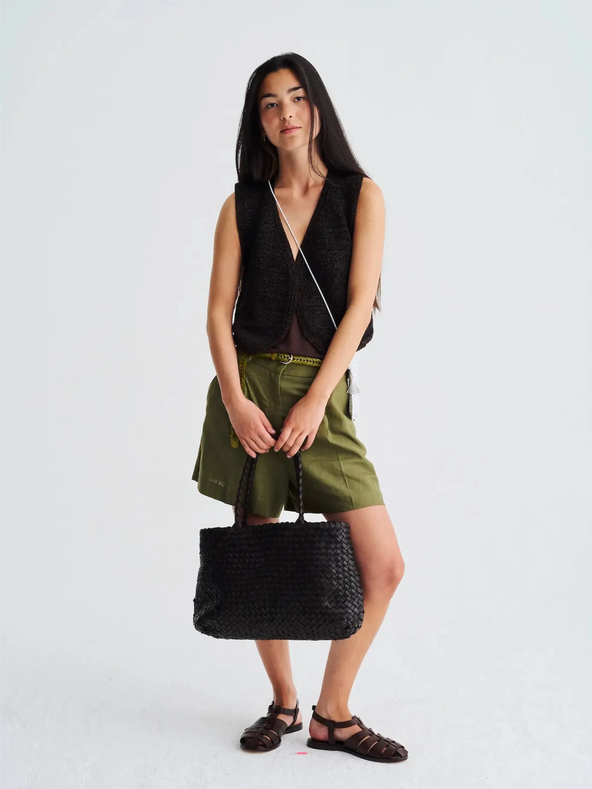 Vintage Mesh Tote Brown Shoulder Bag